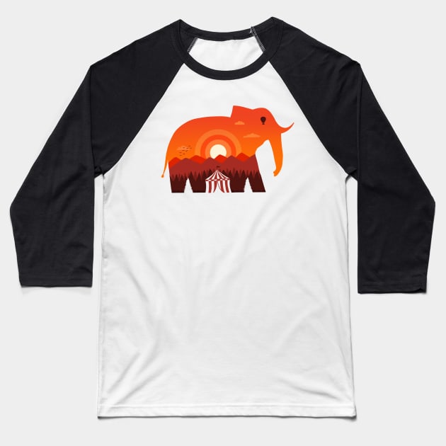 Elephant Landscape Baseball T-Shirt by coffeeman